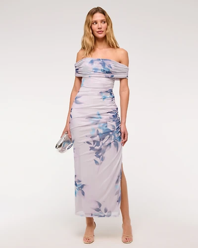 Mesh Draped Maxi Dress