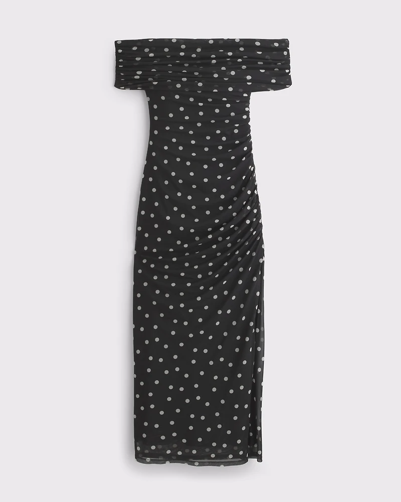 Mesh Draped Maxi Dress