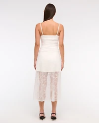 Drop-Waist Lace Midi Dress