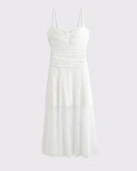 Drop-Waist Lace Midi Dress