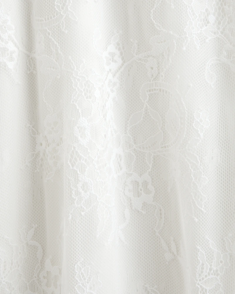 Drop-Waist Lace Midi Dress