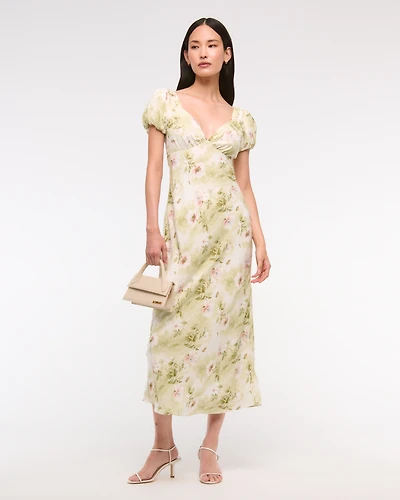 Puff Sleeve Midi Dress