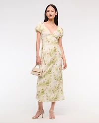 Puff Sleeve Midi Dress