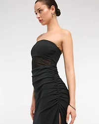 Sheer Draped Maxi Dress