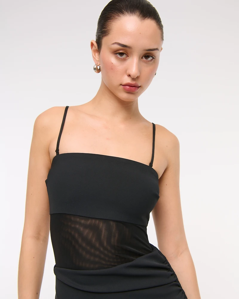 Sheer Draped Maxi Dress