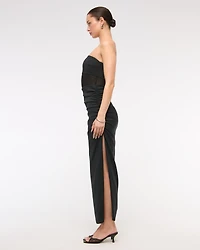 Sheer Draped Maxi Dress