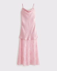 Cowl Neck Lace Maxi Dress