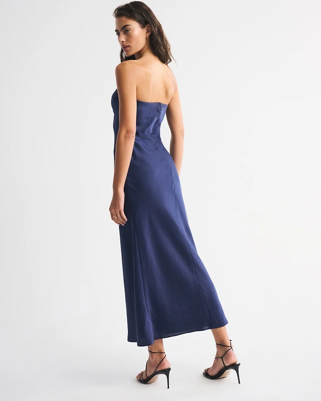 chinese dress ladies Elsa Pleated Strapless Scarf Satin Maxi Dress  Shop American Threads