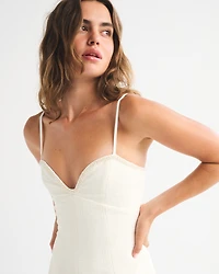 Faux Pearl Trim Mini Dress