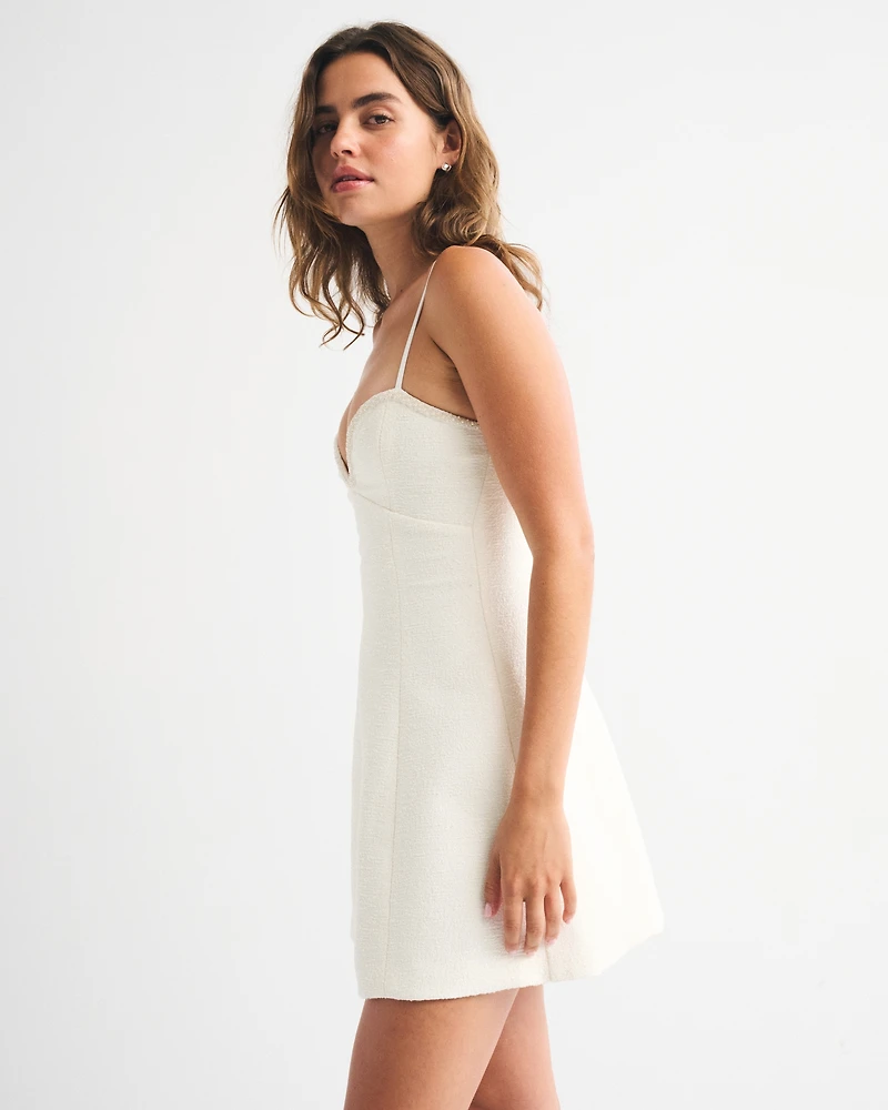 Faux Pearl Trim Mini Dress