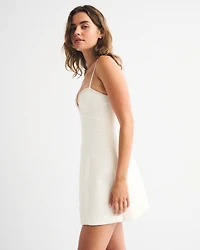 Faux Pearl Trim Mini Dress