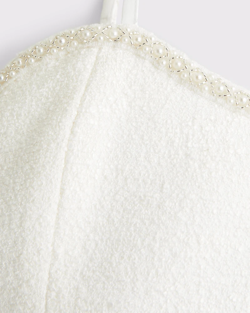 Faux Pearl Trim Mini Dress