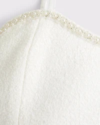 Faux Pearl Trim Mini Dress