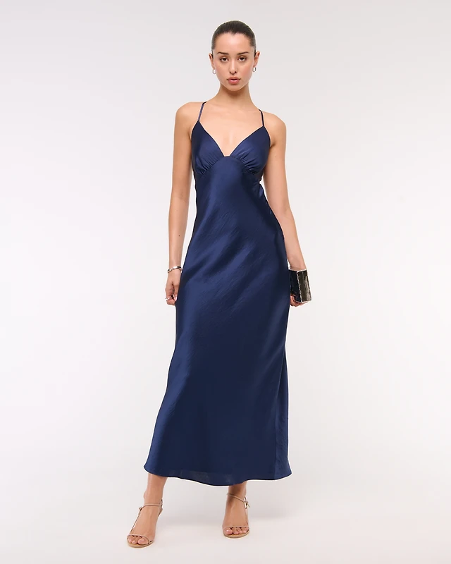 abercrombie tie strap maxi dress Women's Bra-Free Tie-Strap Maxi Dress in Black | Size XXS
