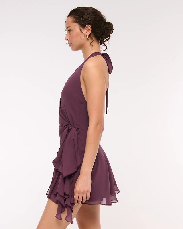open lace back dress Forever 21 Ruched V-Neck Mini Dress Dark Purple Small at Amazon Women's  Clothing store