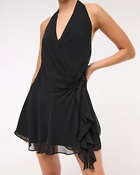 Draped Halter Mini Dress