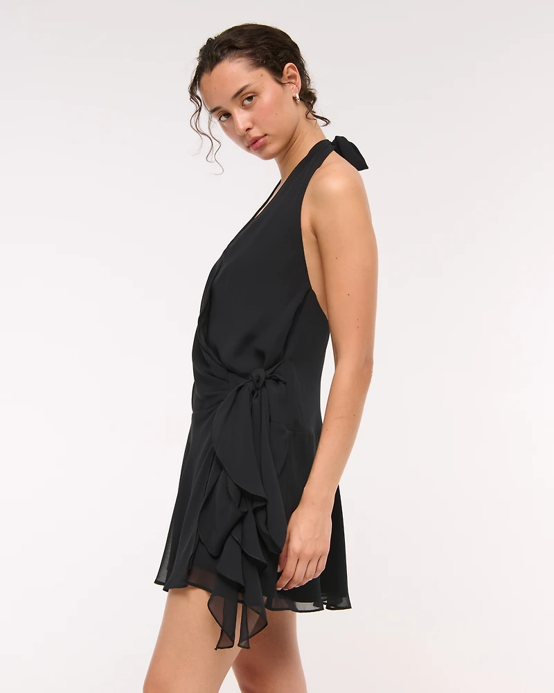Draped Halter Mini Dress