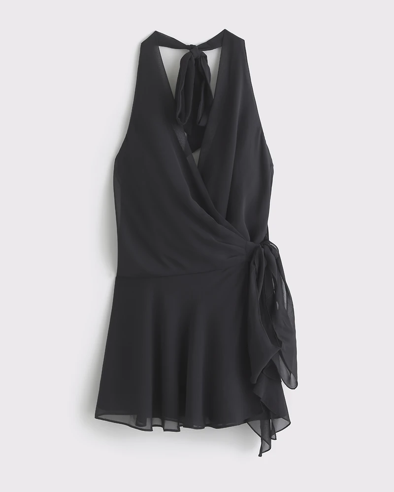 Draped Halter Mini Dress