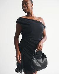 One-Shoulder Draped Mini Dress