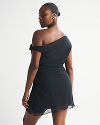 One-Shoulder Draped Mini Dress