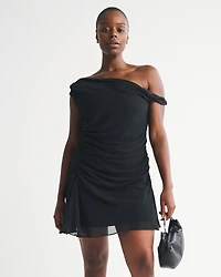 One-Shoulder Draped Mini Dress