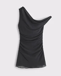 One-Shoulder Draped Mini Dress