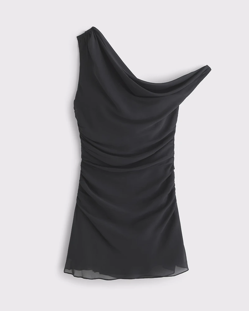 One-Shoulder Draped Mini Dress