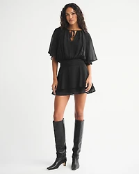 Angel Sleeve Sheer Mini Dress