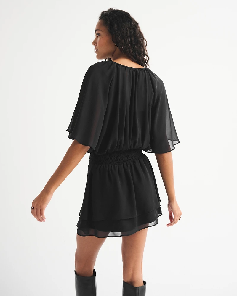 Angel Sleeve Sheer Mini Dress