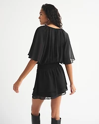 Angel Sleeve Sheer Mini Dress
