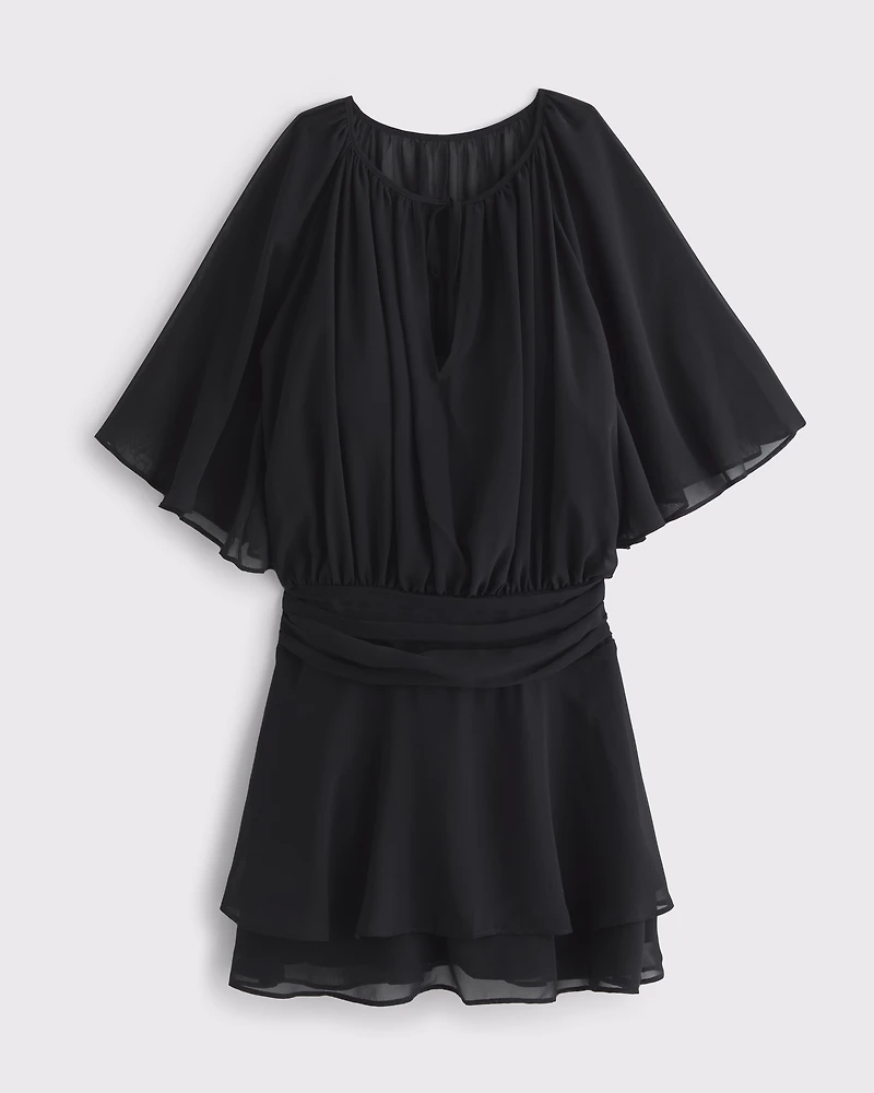 Angel Sleeve Sheer Mini Dress