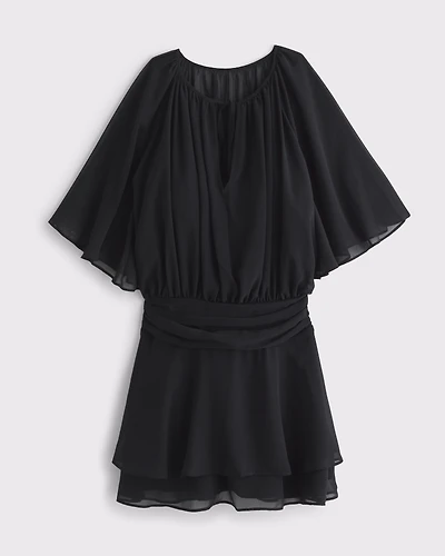 Angel Sleeve Sheer Mini Dress