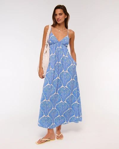Bra-Free Clasp-Back Flowy Maxi Dress