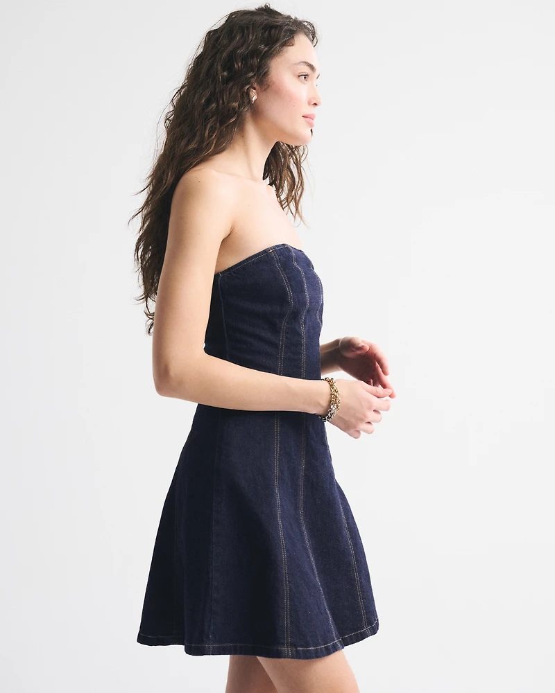 The A&F Mila Strapless Denim Mini Dress