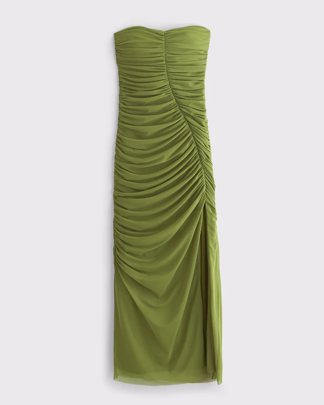 by anthropologie slim strapless ruched dress The Soleil Slim Strapless Ruched Dress