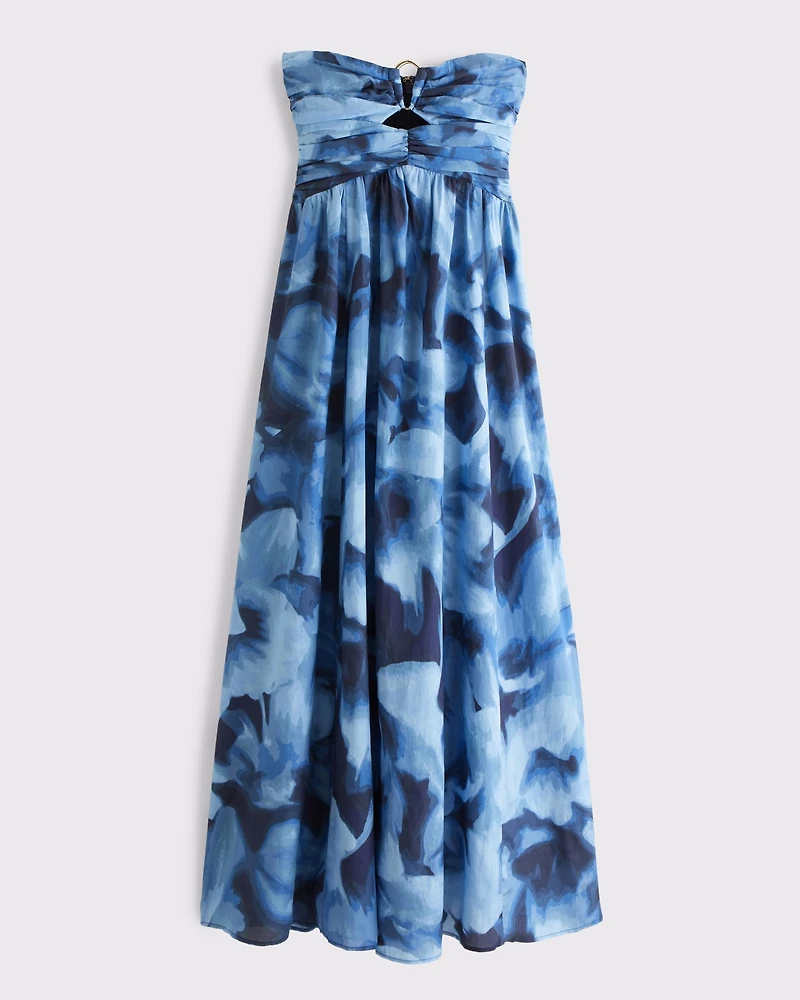 Strapless Hardware Cutout Maxi Dress
