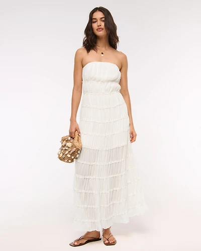 Strapless Ruffle Maxi Dress