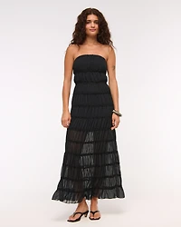 Strapless Ruffle Maxi Dress