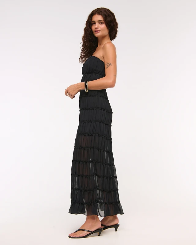 rotate birger christensen asymmetric ruffle maxi dress ROTATE BIRGER CHRISTENSEN Asymmetric Ruffled Dress