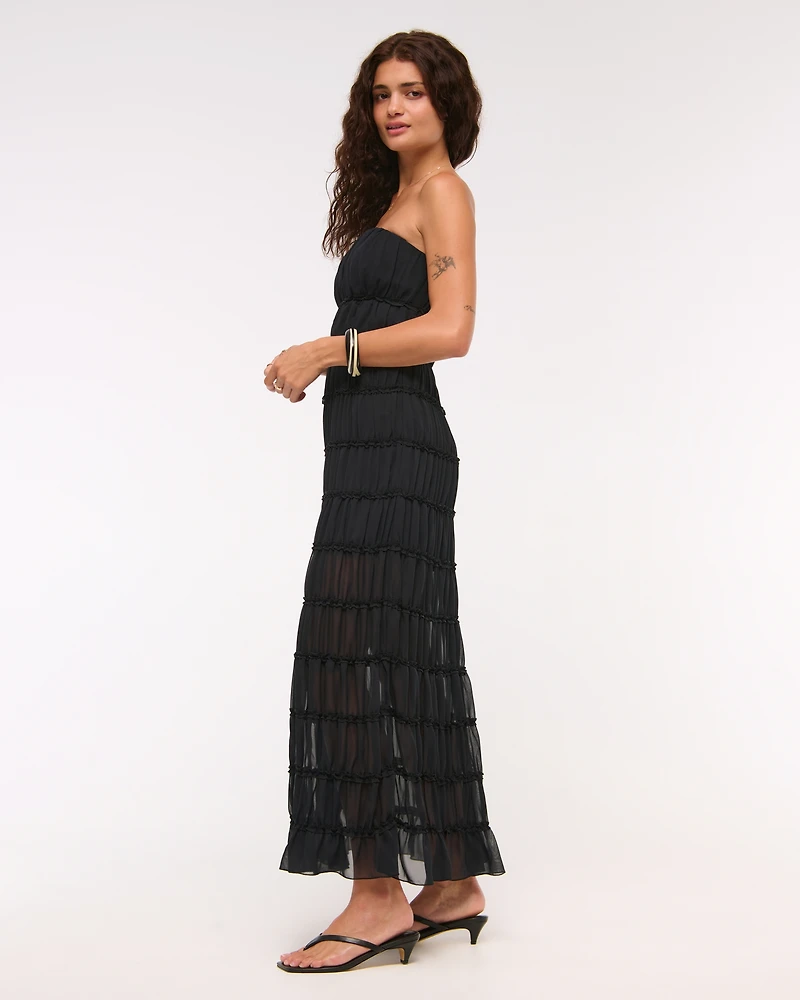 Strapless Ruffle Maxi Dress