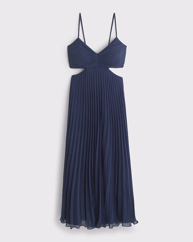 Abercrombie & Fitch The A&F Giselle High-Neck Pleated Cutout Maxi Dress |  MainPlace Mall