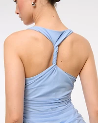 Mesh Twisted Halter Midi Dress