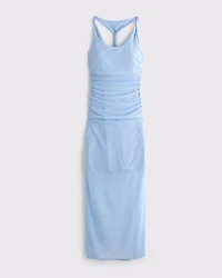 Mesh Twisted Halter Midi Dress