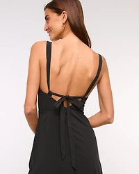 Dipped-Waist Hardware Maxi Dress