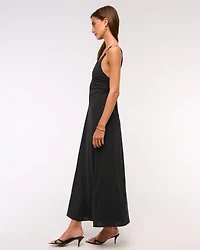 Dipped-Waist Hardware Maxi Dress