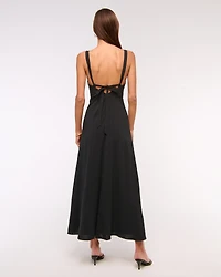 Dipped-Waist Hardware Maxi Dress
