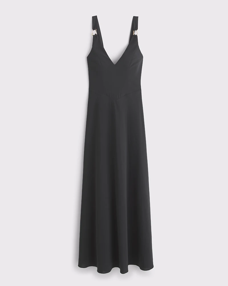 Dipped-Waist Hardware Maxi Dress