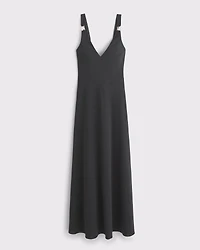 Dipped-Waist Hardware Maxi Dress