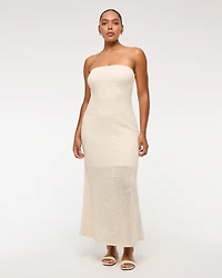 Strapless Crochet-Style Maxi Dress