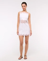 Apron Lace-Trim Mini Dress